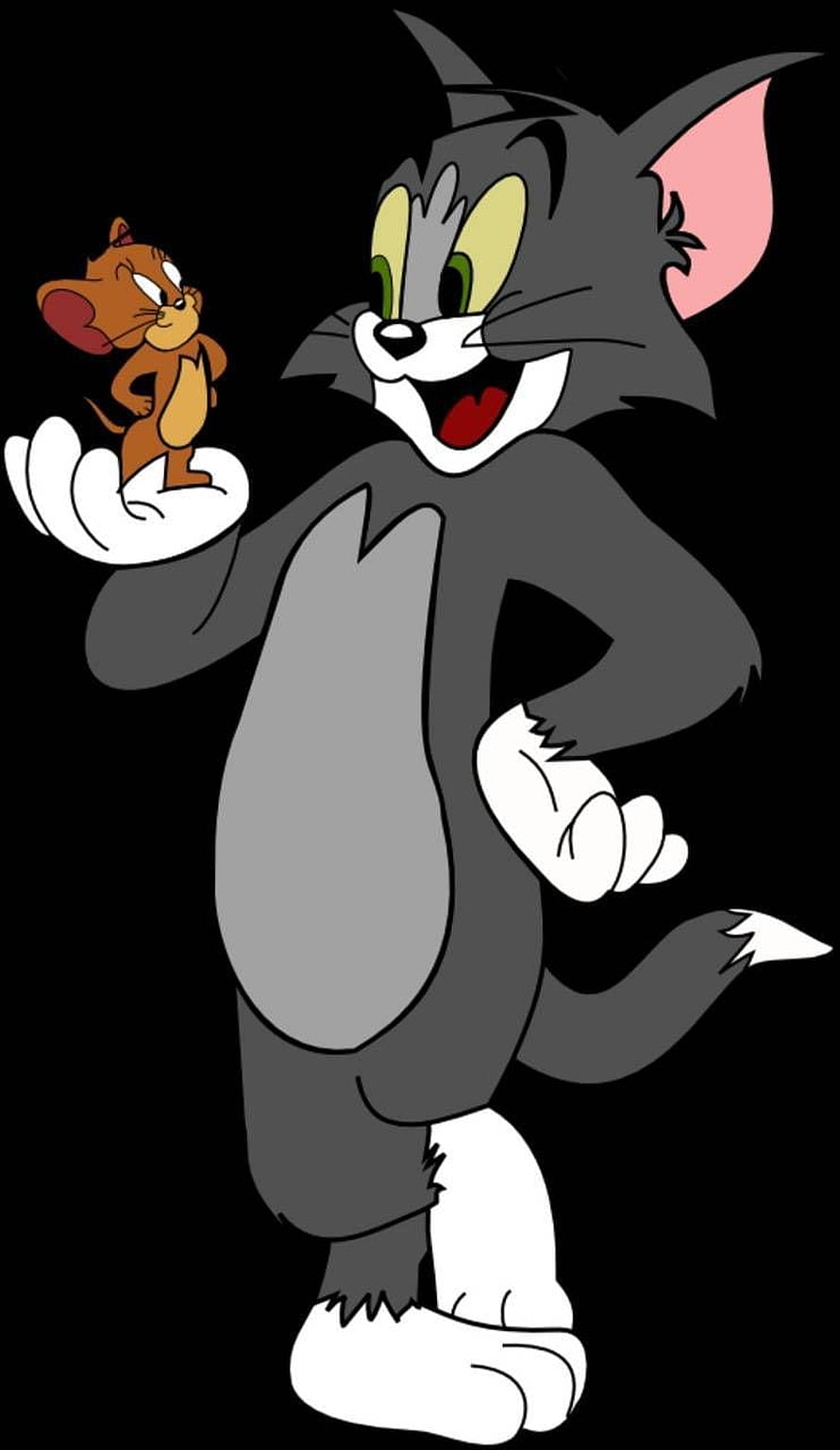 Tom and Jerry Classic Cartoon Characters on Black Background HD phone wallpaper