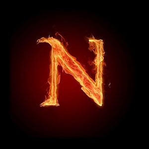 Flaming Letter N Alphabet Fire Typography Design HD phone wallpaper