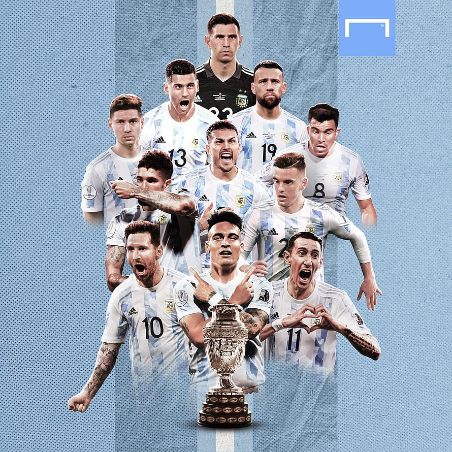 Argentina National Football Team 2022 Squad Celebration with Copa America Trophy HD phone wallpaper