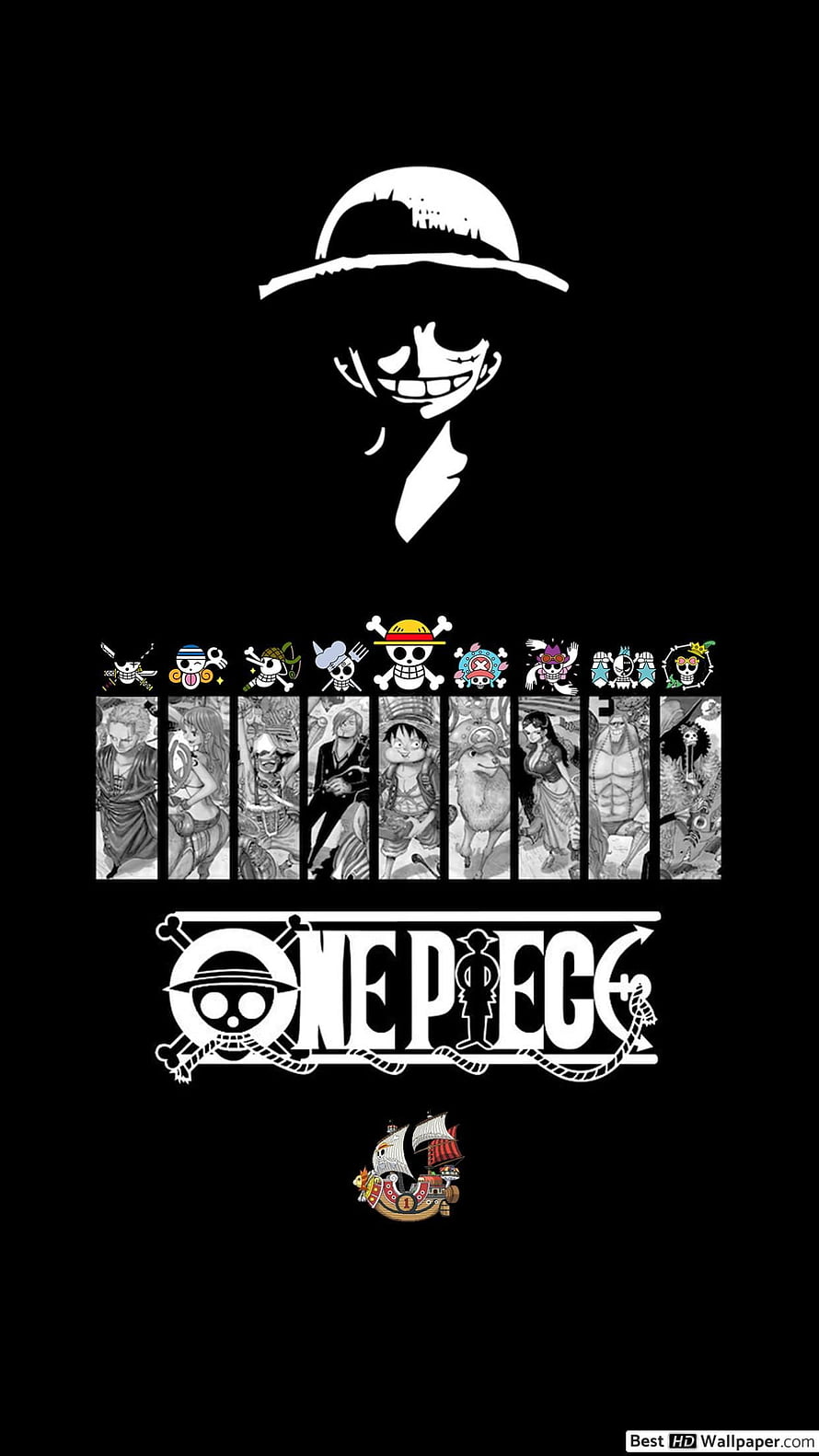 One Piece Straw Hat Pirates Crew Members Anime Manga Wallpaper, One Piece Mobile Dark, #one piece mobile HD phone wallpaper