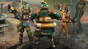 Farlight 84 Post-Apocalyptic Squad Artwork Featuring Duck Mascot and Scavenger Characters HD wallpaper