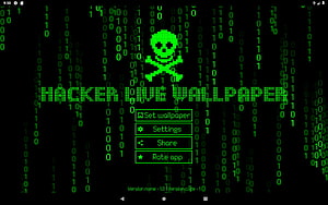 Green Pixel Skull and Binary Code Matrix Style Digital Background HD wallpaper