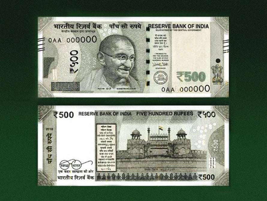 Indian 500 Rupee Banknote Featuring Mahatma Gandhi and Red Fort HD wallpaper