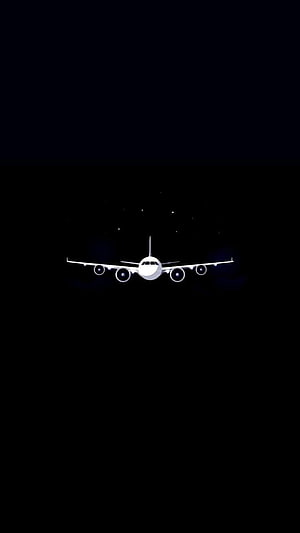 Minimalist White Airplane Silhouette Against a Dark Starry Night Sky HD phone wallpaper