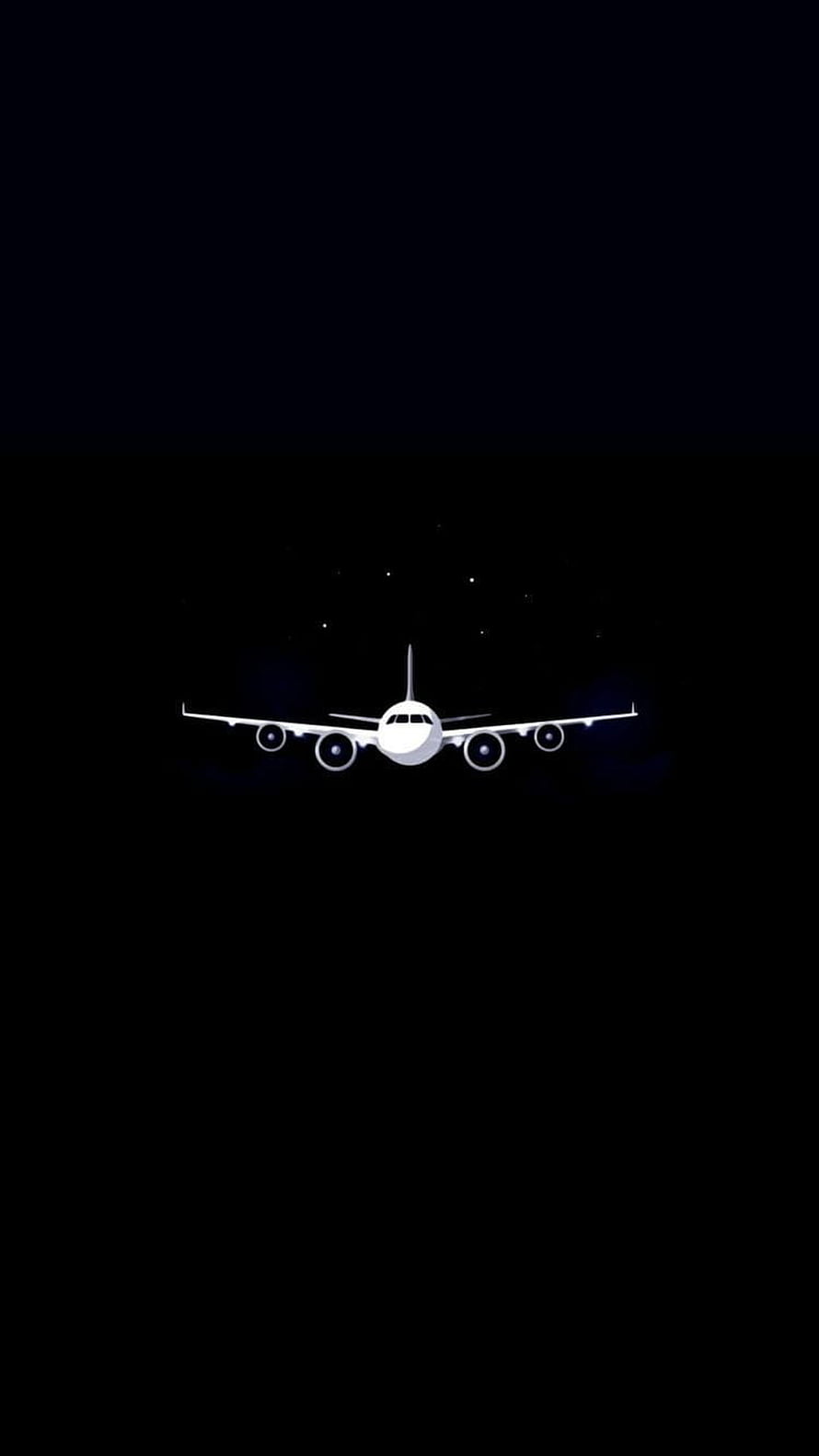 Minimalist White Airplane Silhouette Against a Dark Starry Night Sky HD phone wallpaper