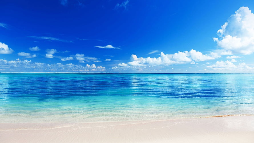 Serene Tropical Beach With Crystal Clear Turquoise Water And White Sand Under Blue Sky HD wallpaper