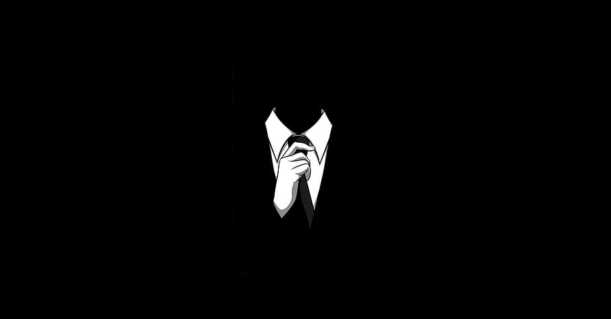 Minimalist Black and White Illustration of a Hand Adjusting a Suit Tie Against a Dark Background HD wallpaper