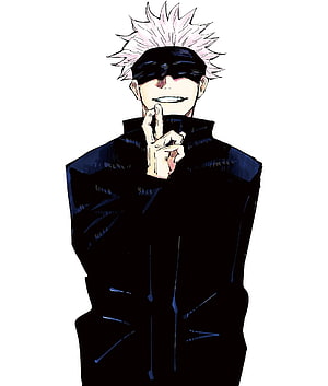 Satoru Gojo from Jujutsu Kaisen in Black Uniform with Finger Gesture HD phone wallpaper