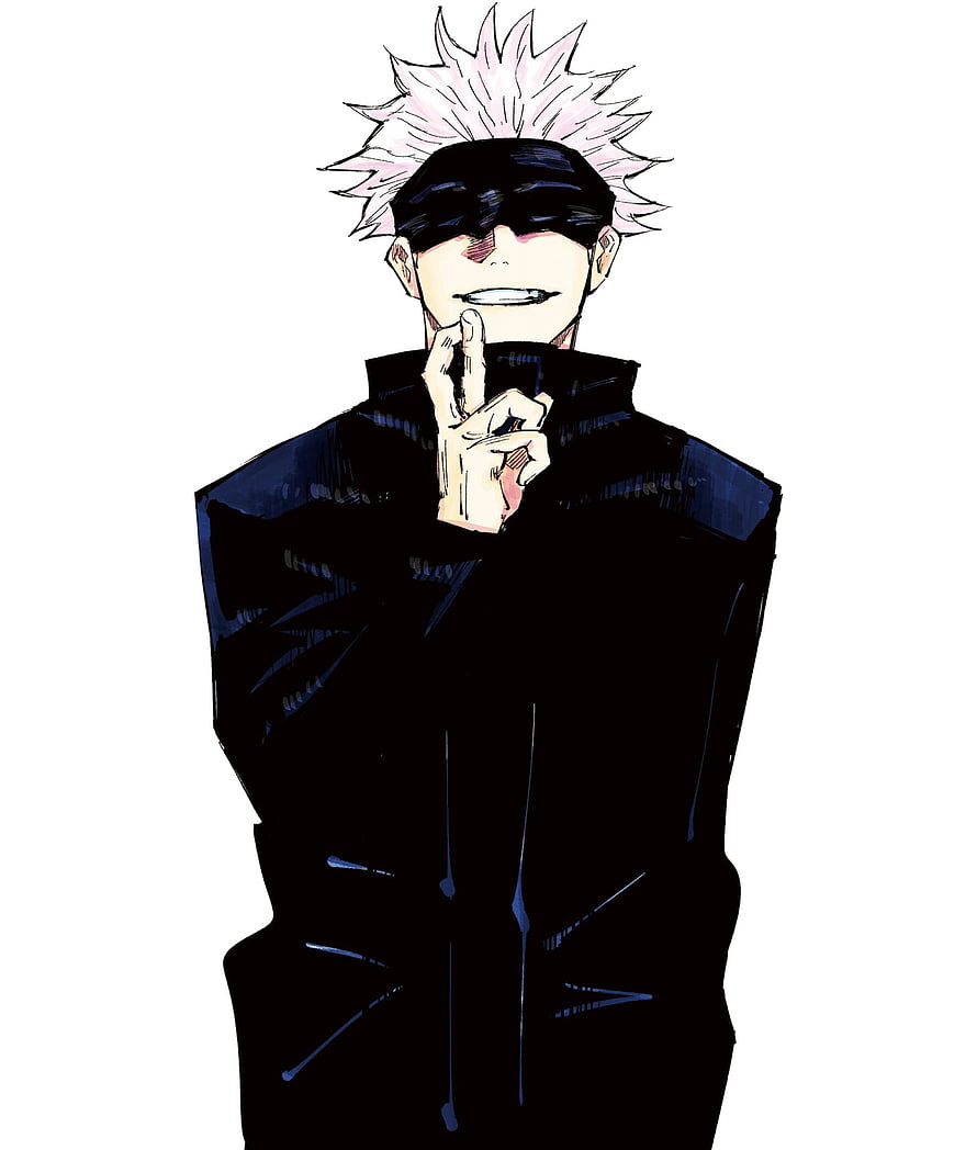 Satoru Gojo from Jujutsu Kaisen in Black Uniform with Finger Gesture HD phone wallpaper