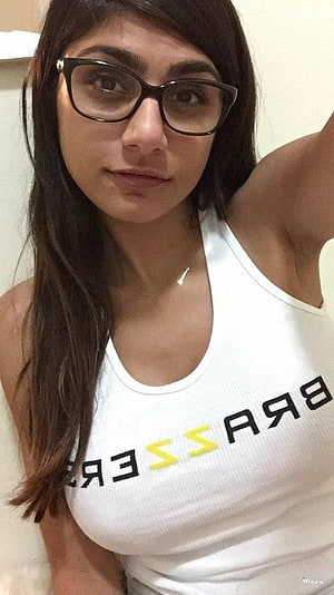 Mia Khalifa Selfie Wearing Black Glasses and White Tank Top HD phone wallpaper