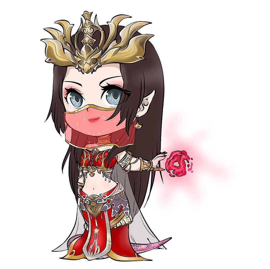 Cai Lin Chibi Character from Battle Through the Heavens in Red and Gold Fantasy Attire HD wallpaper
