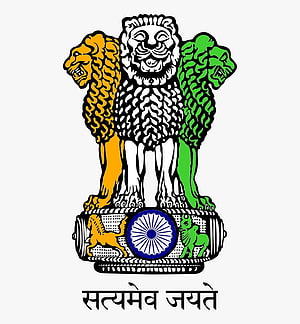 State Emblem of India featuring three lions and the Ashoka Chakra on a decorative pedestal HD phone wallpaper