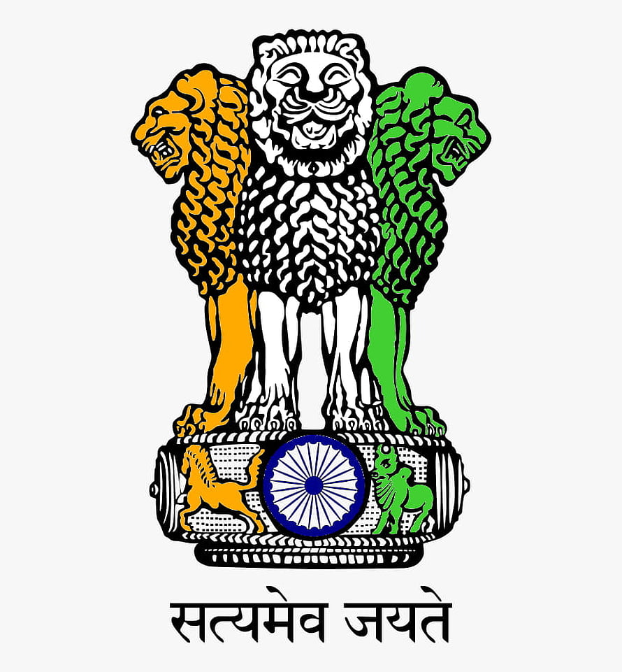 State Emblem of India featuring three lions and the Ashoka Chakra on a decorative pedestal HD phone wallpaper