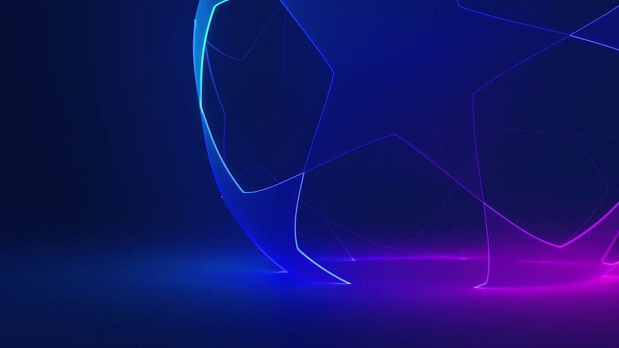 Glowing Neon Wireframe Soccer Ball with Blue and Purple Gradient on Dark Background HD wallpaper