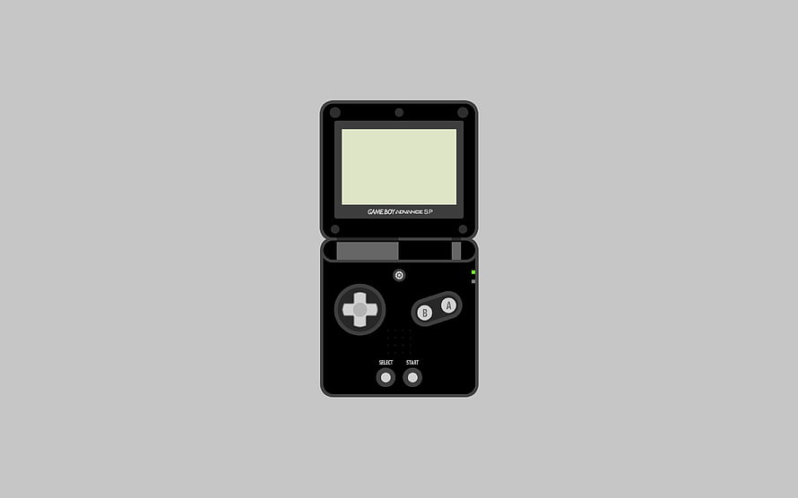 Nintendo Game Boy Advance SP handheld console in black clamshell design with d-pad and AB buttons HD wallpaper