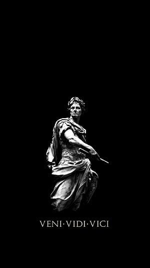Veni Vidi Vici Roman Emperor Statue on Black Background, wg/, veni vidi vici mobile HD phone wallpaper