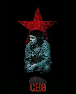 Che Guevara Sitting Portrait with Red Star and Beret Graphic Art HD phone wallpaper