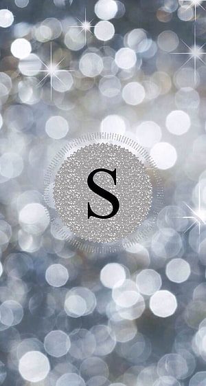 Elegant Letter S Monogram on Sparkling Silver Bokeh Background HD phone wallpaper