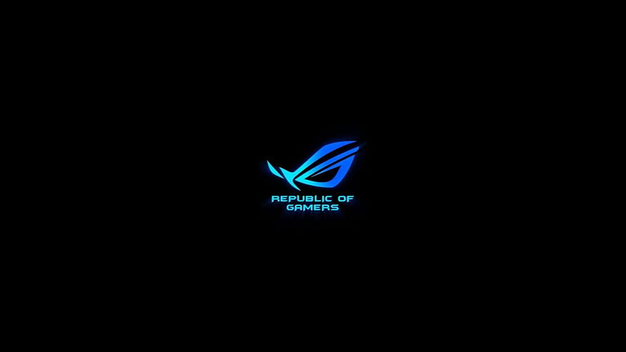 Glowing Blue ASUS ROG Eye Logo on Black Background HD wallpaper