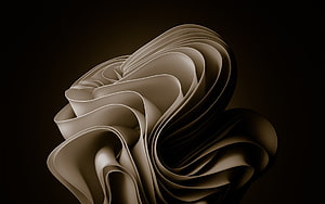 Abstract 3D Render of Flowing Beige Ribbons on Dark Background HD wallpaper