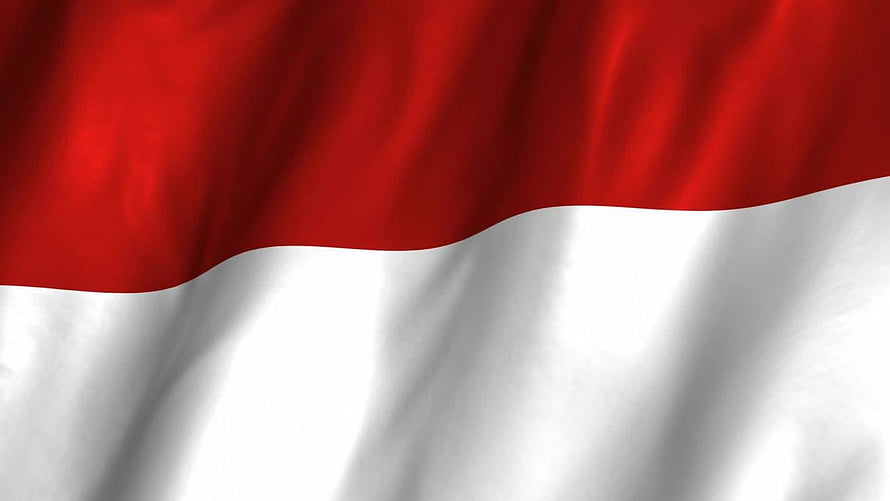 Indonesian National Flag Waving in Wind with Red and White Horizontal Stripes HD wallpaper