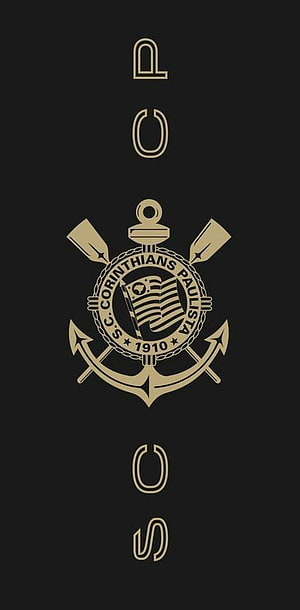 Corinthians Paulista 1910 Gold Emblem on Black Background HD phone wallpaper