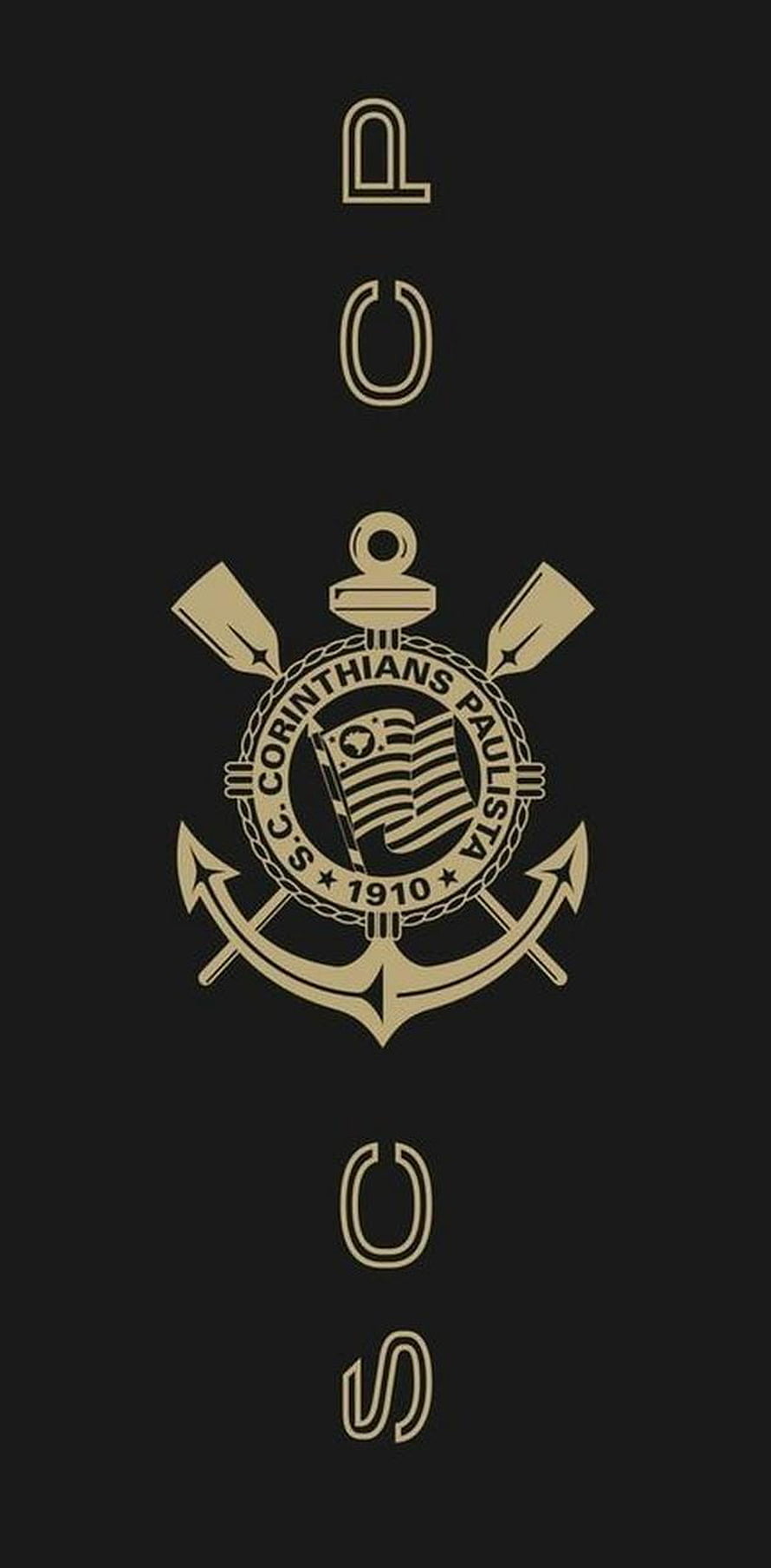 Corinthians Paulista 1910 Gold Emblem on Black Background HD phone wallpaper