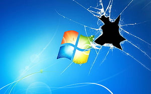 Broken Windows 7 Logo Wallpaper with Shattered Glass Effect HD wallpaper