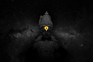 Mystical Hindu Deity Statue With Glowing Third Eye Against Starry Night Sky HD wallpaper