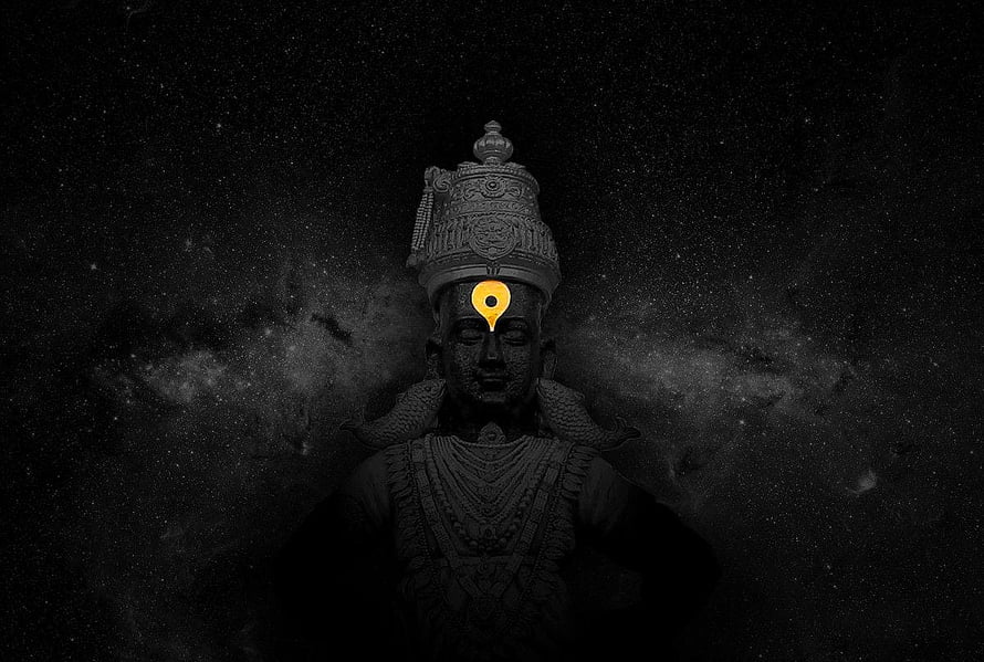 Mystical Hindu Deity Statue With Glowing Third Eye Against Starry Night Sky HD wallpaper