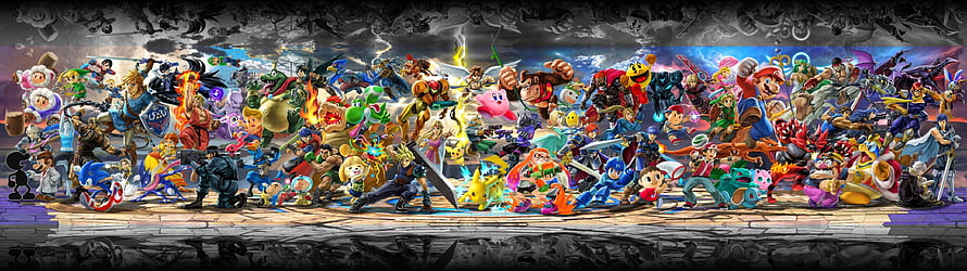 Super Smash Bros Ultimate All Characters Group Artwork Banner HD wallpaper