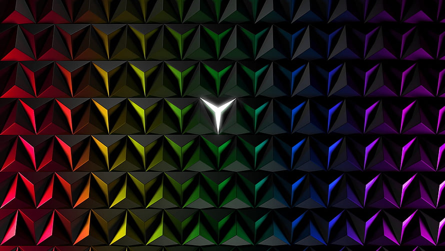 Lenovo Legion RGB Geometric Pattern with Triangular Prism Grid and Central White Logo HD wallpaper