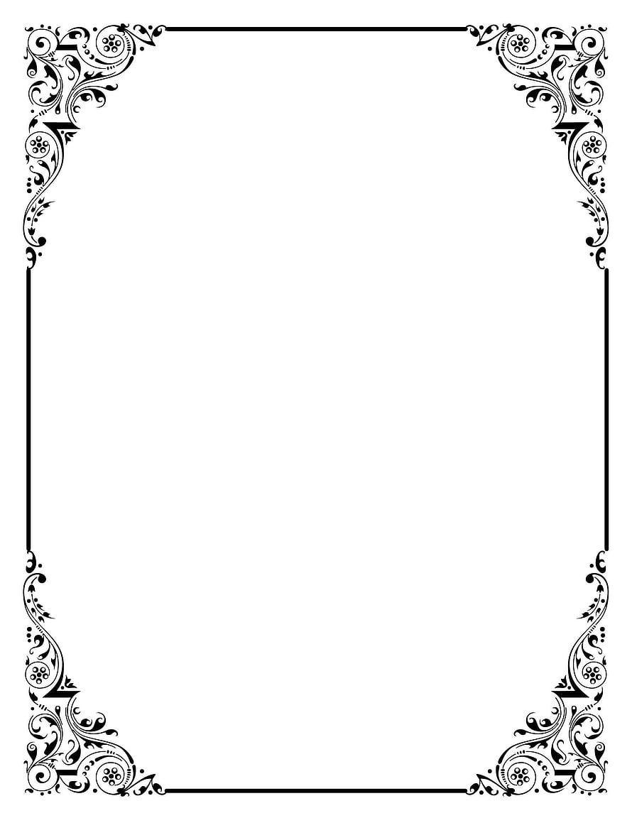 Elegant Black and White Ornate Floral Border Frame Design HD phone wallpaper