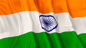 Waving Indian National Flag With Ashoka Chakra Symbol On Orange White And Green Stripes HD wallpaper