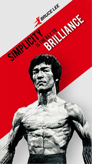 Bruce Lee Motivational Quote Poster with Simplistic Red and White Design HD phone wallpaper