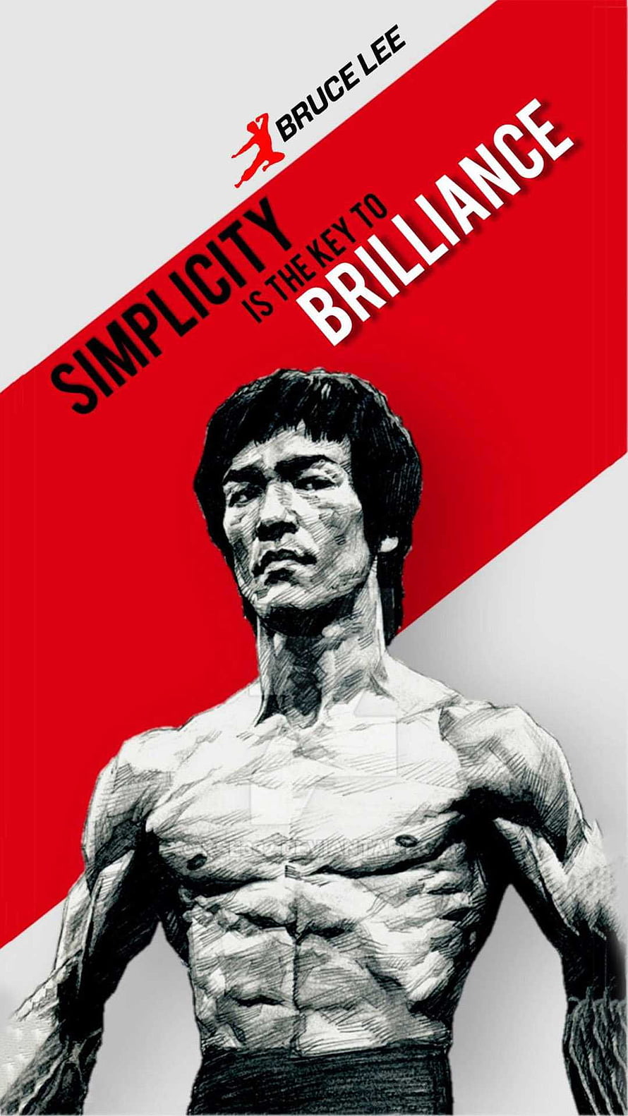 Bruce Lee Motivational Quote Poster with Simplistic Red and White Design HD phone wallpaper