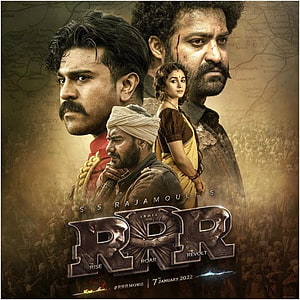 RRR Movie Poster Featuring Ram Charan, Jr NTR, and Alia Bhatt in Epic Historical Drama HD phone wallpaper