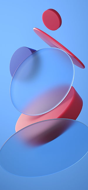 Abstract 3D Geometric Shapes in Blue and Red on a Minimalist Background HD phone wallpaper