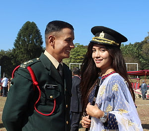 Indian Army officer and woman in traditional attire smiling together at outdoor event, 10 Stunning Of Indian Military Academy POP For Pure Motivation, indian army couple HD wallpaper