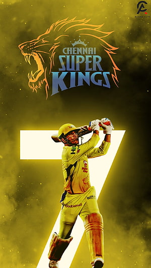 Chennai Super Kings Cricket Team Wallpaper Featuring MS Dhoni Batting Action HD phone wallpaper