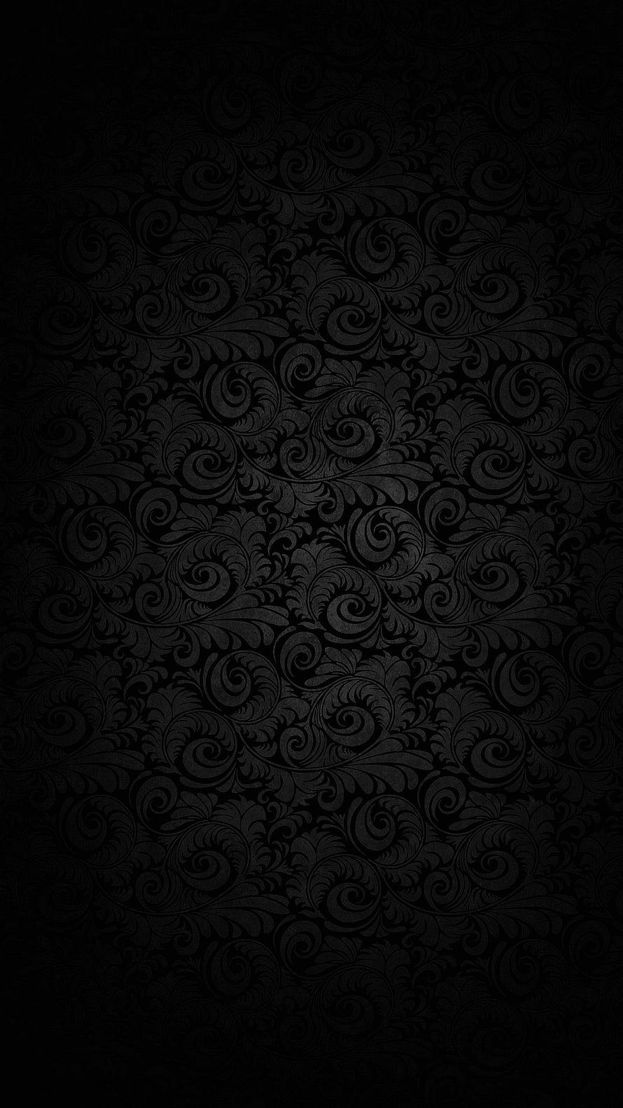 Elegant Black Damask Floral Pattern with Ornate Scrollwork and Dark Vintage Texture HD phone wallpaper