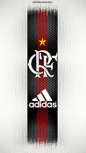 Flamengo Football Club Crest and Adidas Logo on Black and Red Jersey Texture HD phone wallpaper