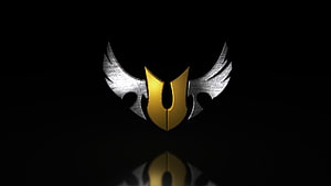 Asus TUF Gaming Sabertooth Logo Emblem with Metallic Wings on Black Background HD wallpaper
