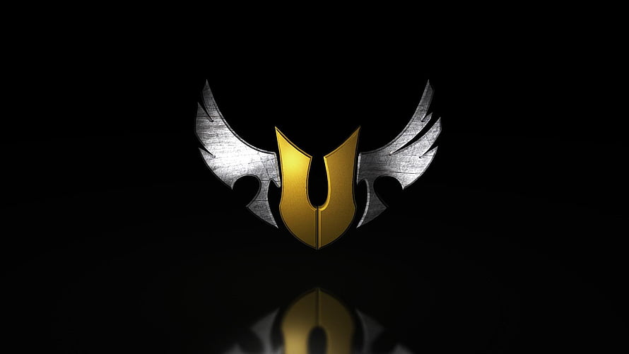 Asus TUF Gaming Sabertooth Logo Emblem with Metallic Wings on Black Background HD wallpaper