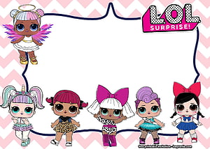 L.O.L. Surprise! Dolls Party Invitation Template with Cute Cartoon Characters HD wallpaper