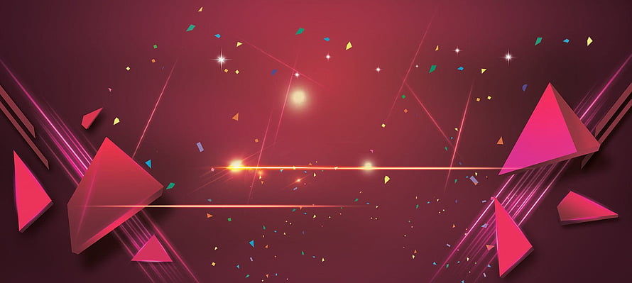 Abstract Geometric Background With Pink Triangles, Confetti, And Lens Flares HD wallpaper