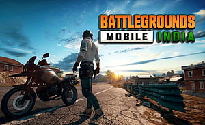 Battlegrounds Mobile India character walking with motorcycle on road at sunset HD wallpaper