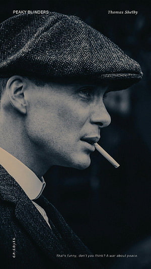 Thomas Shelby Peaky Blinders Profile Portrait with Cigarette and Flat Cap HD phone wallpaper