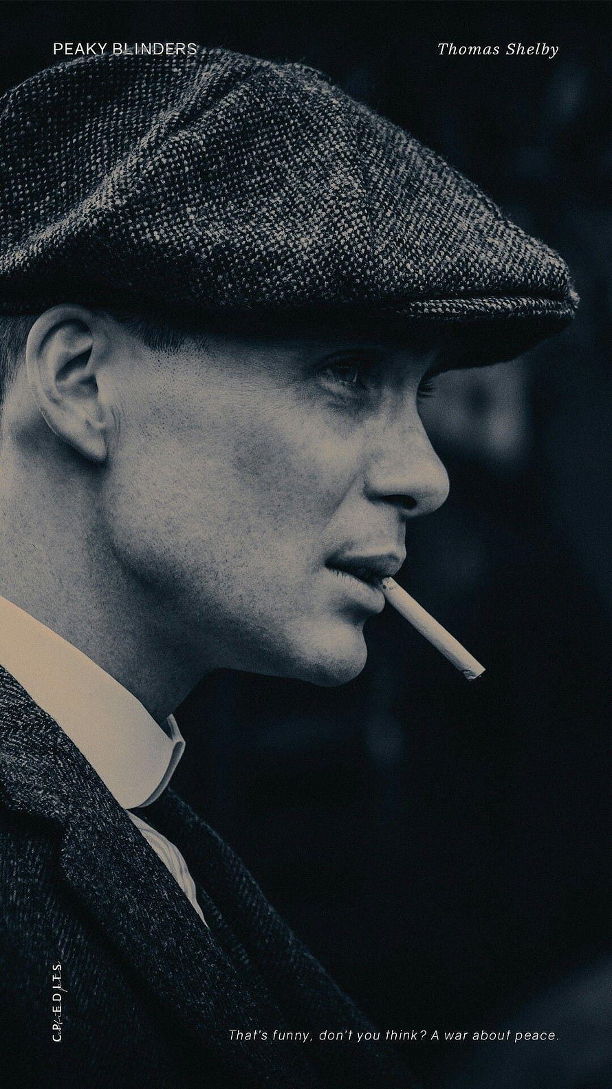 Thomas Shelby Peaky Blinders Profile Portrait with Cigarette and Flat Cap HD phone wallpaper