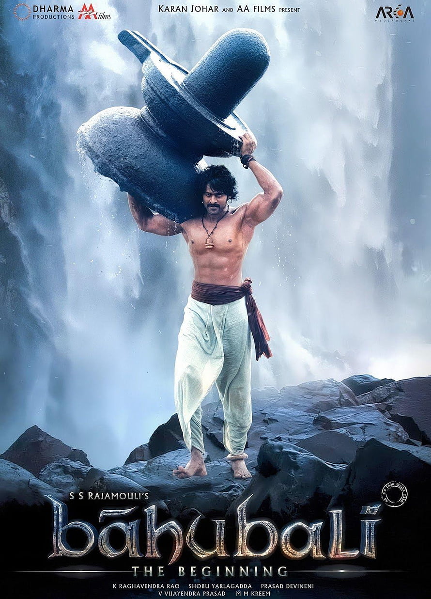 Baahubali The Beginning Movie Poster Featuring Prabhas Lifting Stone HD phone wallpaper